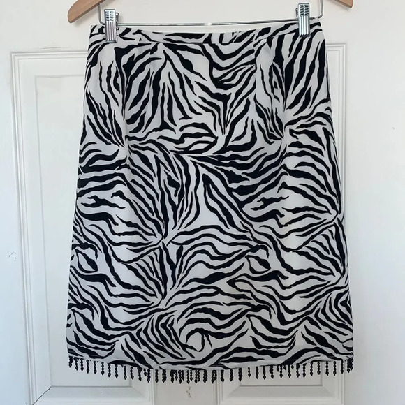 Katherine Kay Dresses & Skirts - Vintage Katherine Kay Zebra Print Beaded Skirt